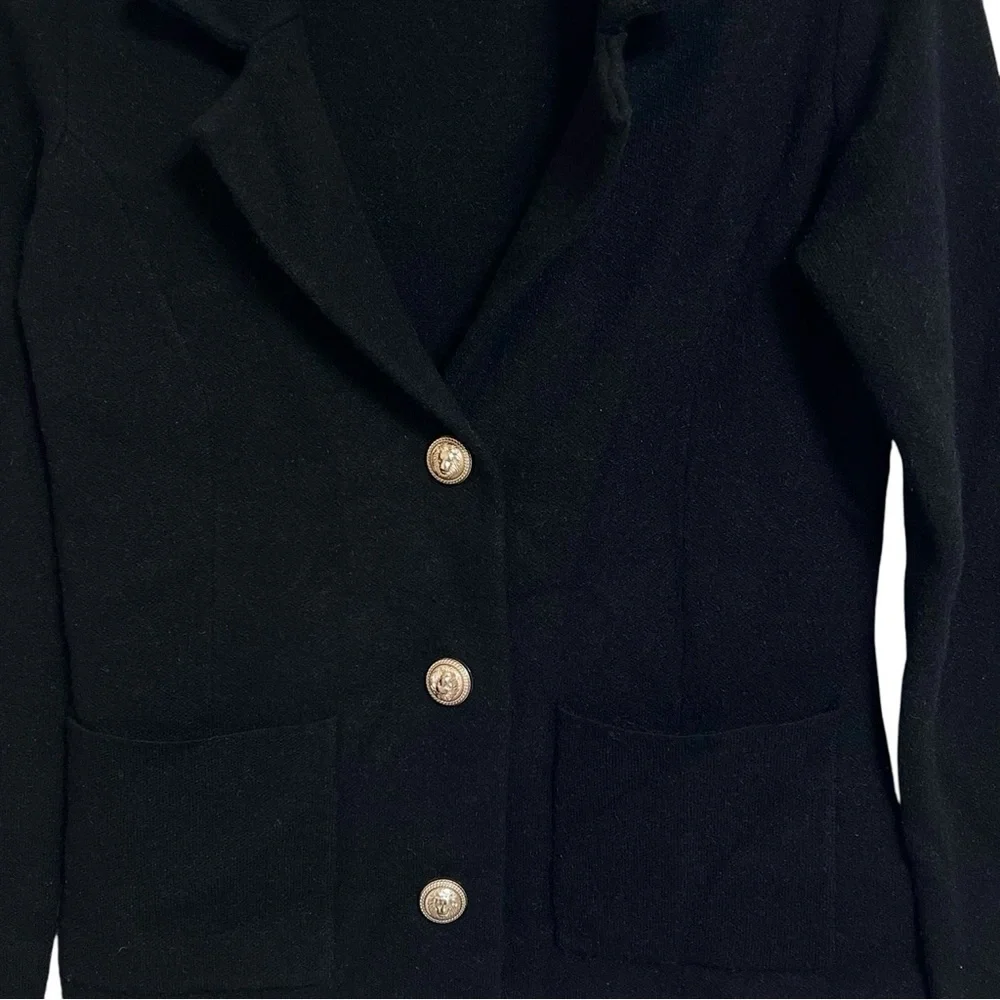 Adrianne Vittadini Black Jacket Viscose Blend Gold‎ Buttons Black